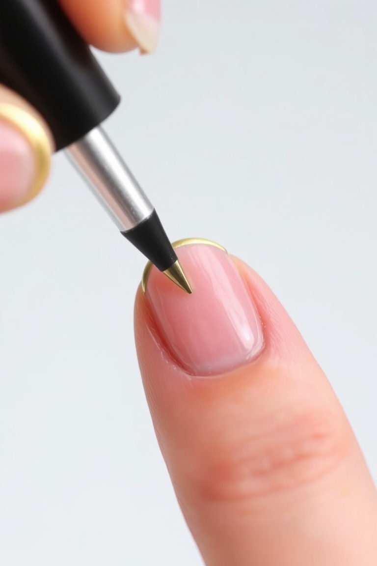 Simple chic nails with a subtle gold accent