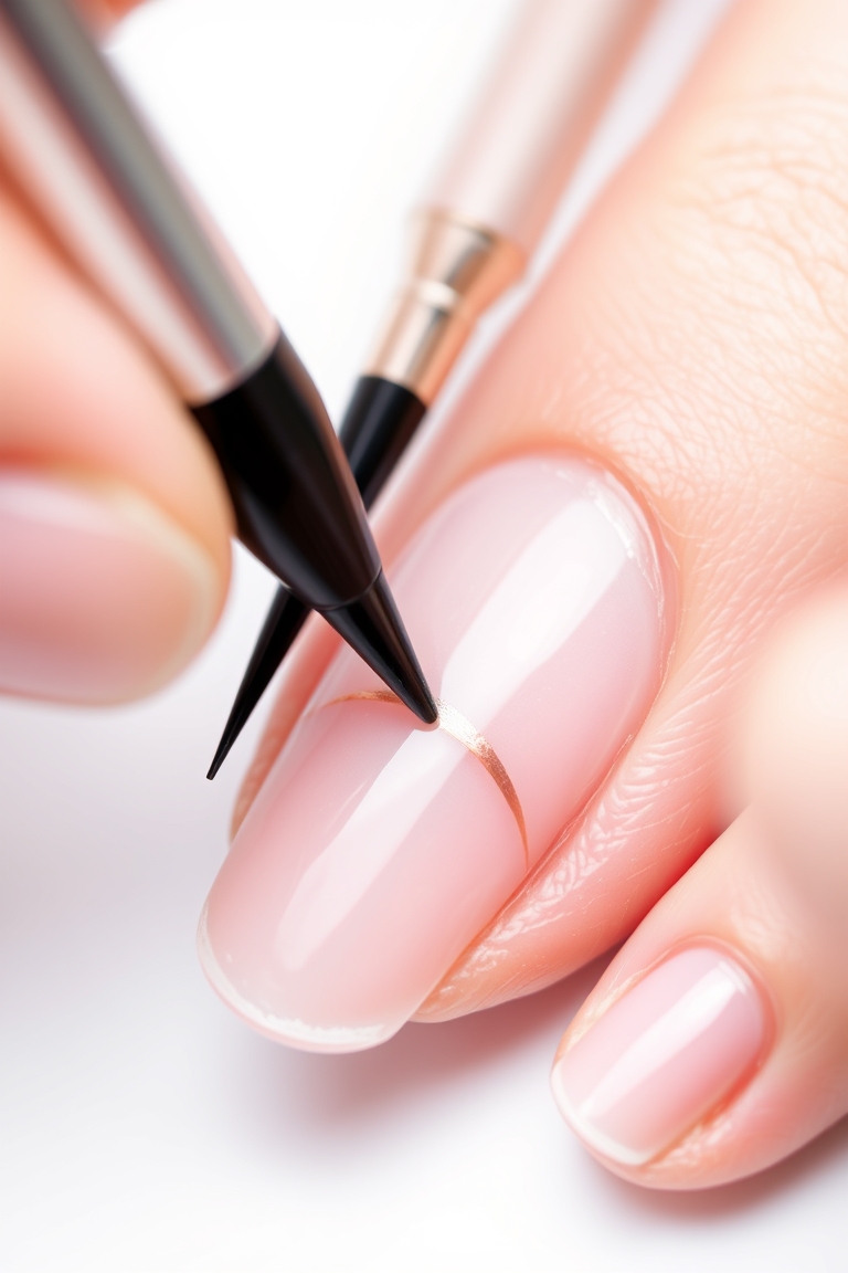 A technician creating one of the latest nail trends with precision art