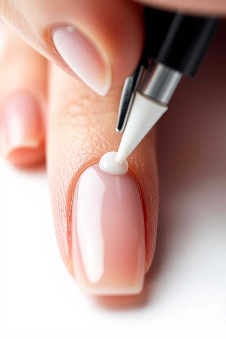 Professional application of the best nude polish for a high-gloss finish.