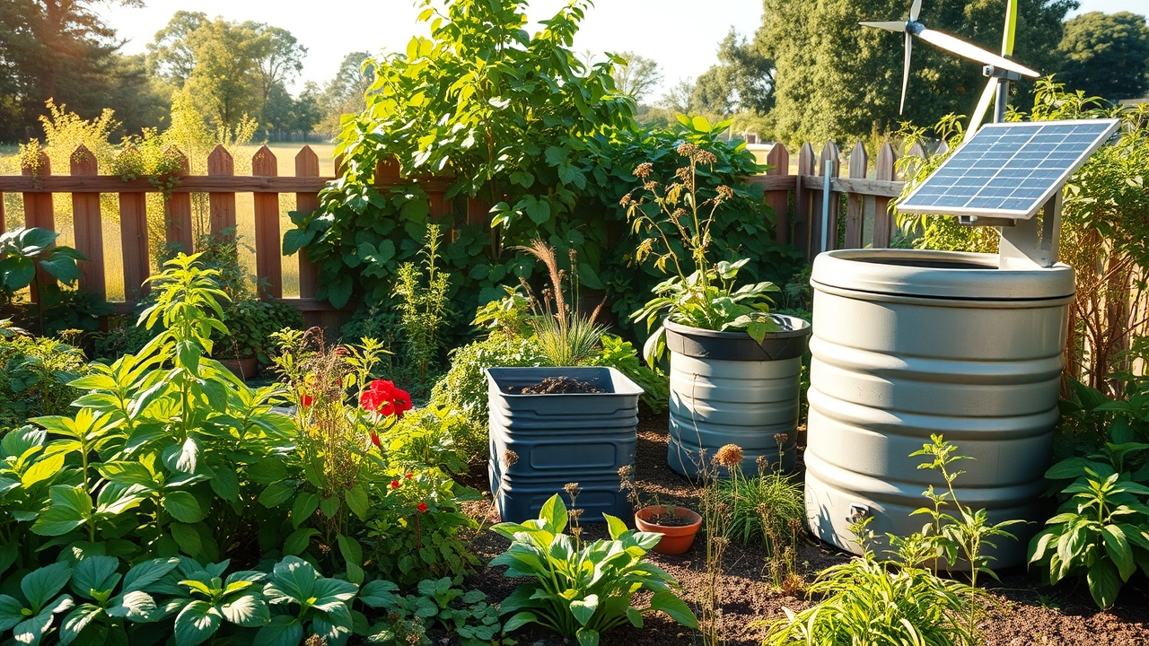 Eco-friendly garden with sustainable features