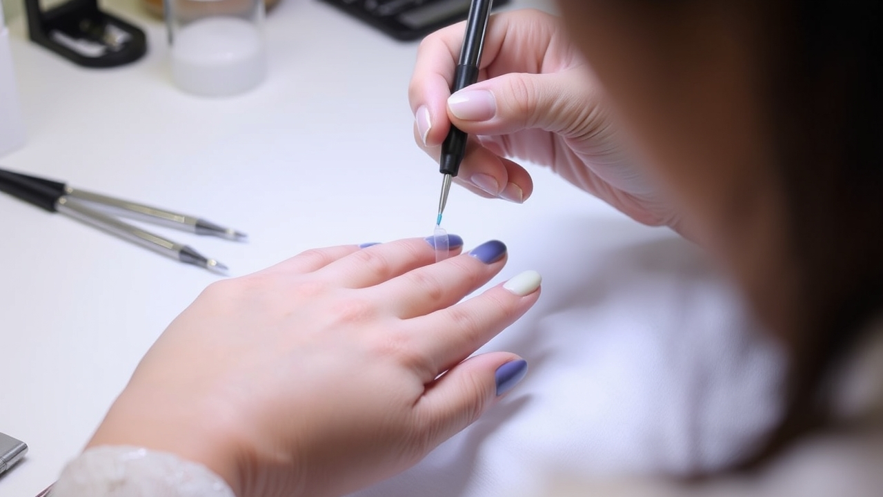 cute short acrylics showcasing a subtle glitter design