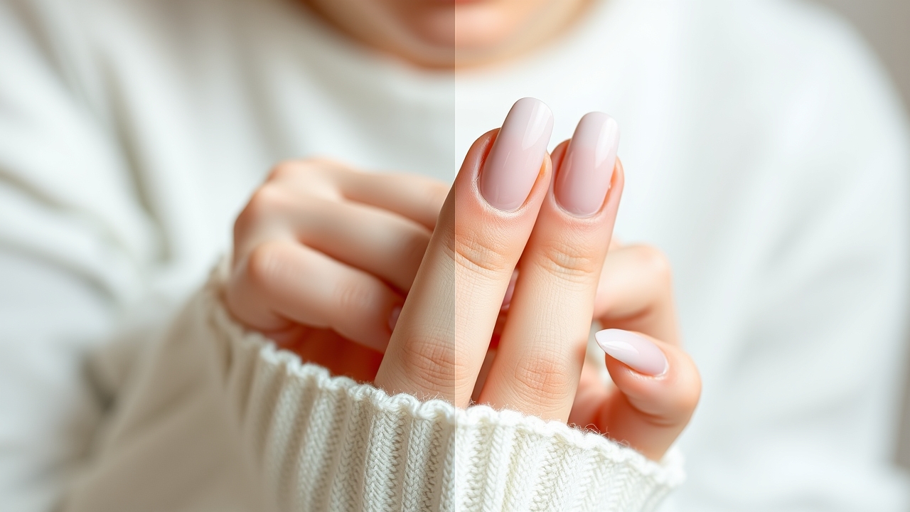 Cute short acrylics with subtle glitter details