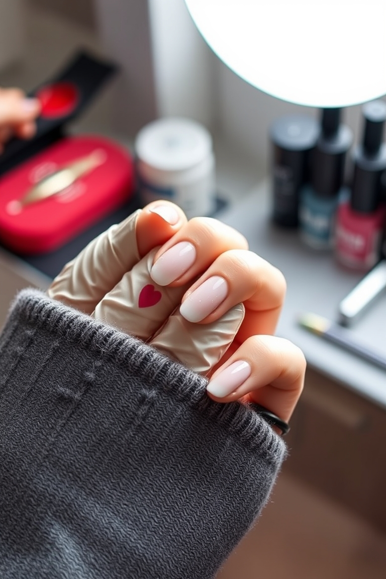 cute short acrylics nail application step