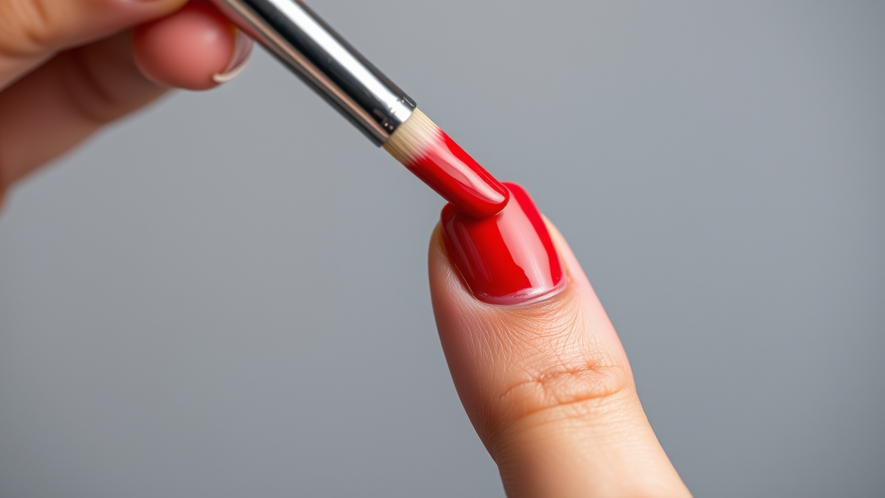 classic red nails on a model's hand
